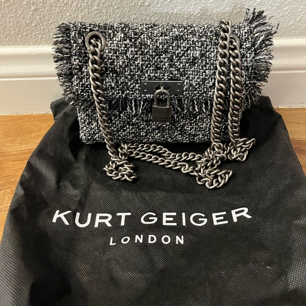 Kurt Geiger Mini Braxton Crossbody in black tweed